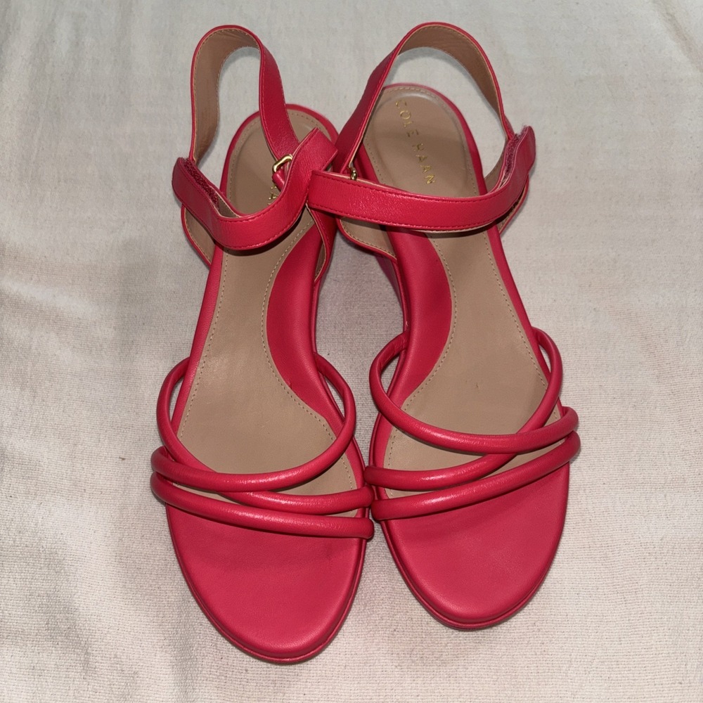Cole Haan Women's Pink Addison Platform Wedge Leather Strappy Sandal Size 10B - Picture 2 of 10